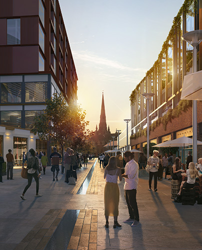 Sunset over Upper Smithfield Walk